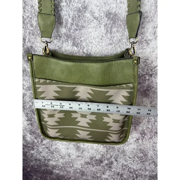 Leather Purse & Wallet Green Crossbody Tote bag Aztec Southwest Boho Tribal - Picture 15 of 16
